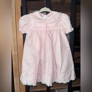AuraLuz heirloom dress gown newborn embroidered baby girl lace peter pan collar